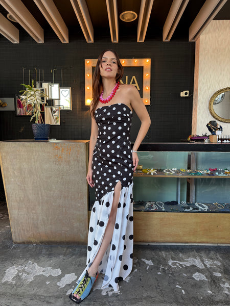 maxi polka dot dress
