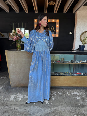 Vestido azul/plata