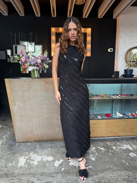 Vestido negro texturas