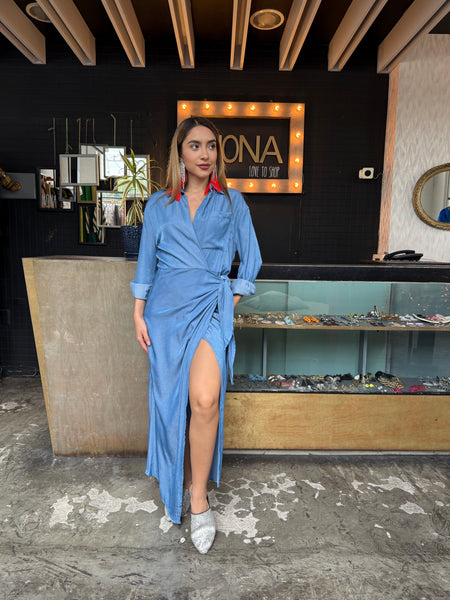 Wrap dress blue