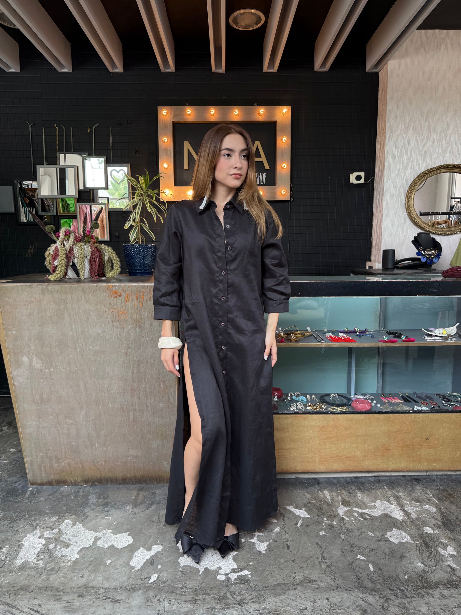 Camisero lino negro