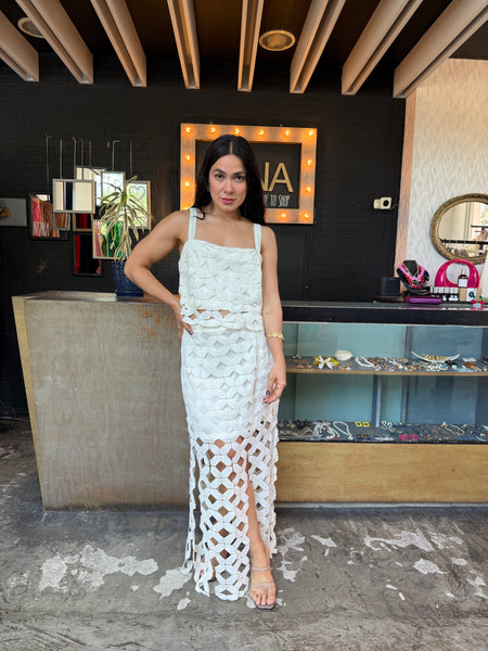 Conjunto blanco flecos
