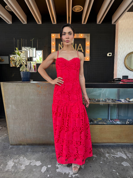 Vestido croché tomate