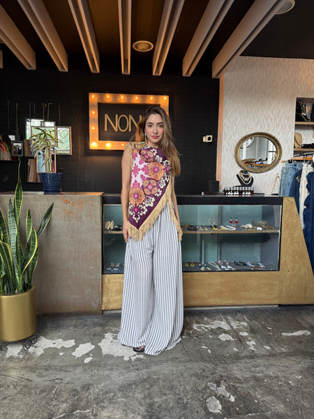 Blusa garigoleos y flecos
