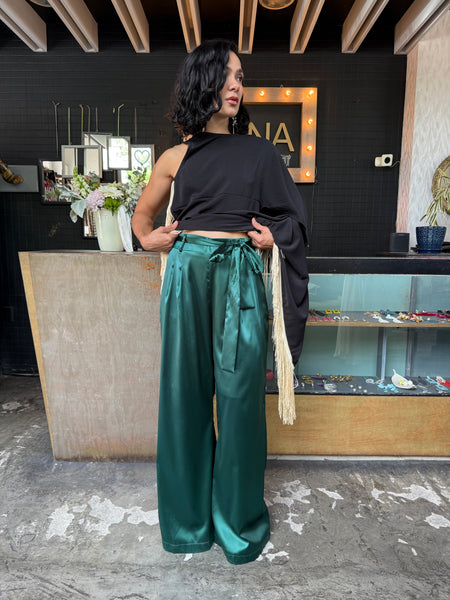 Pantalón satín verde