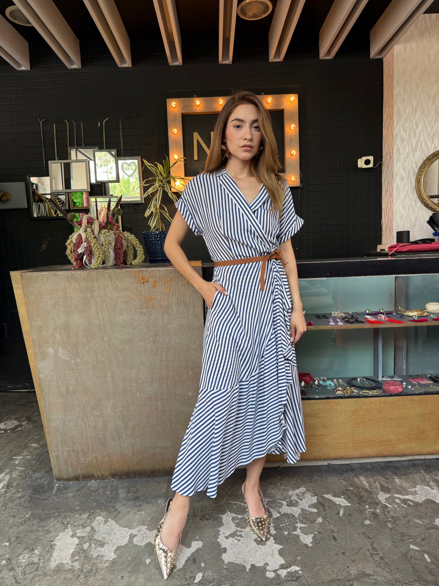 Vestido rayas envolvente