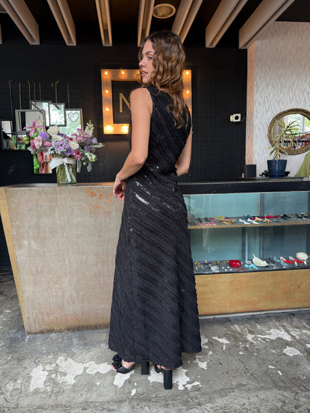 Vestido negro texturas