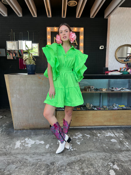 Vestido verde neón