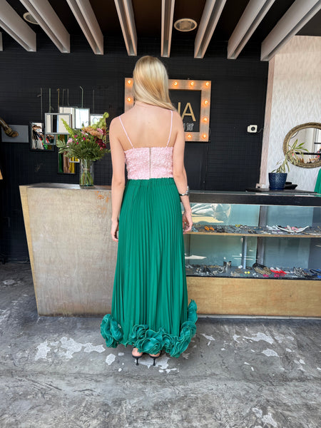 Falda verde flores