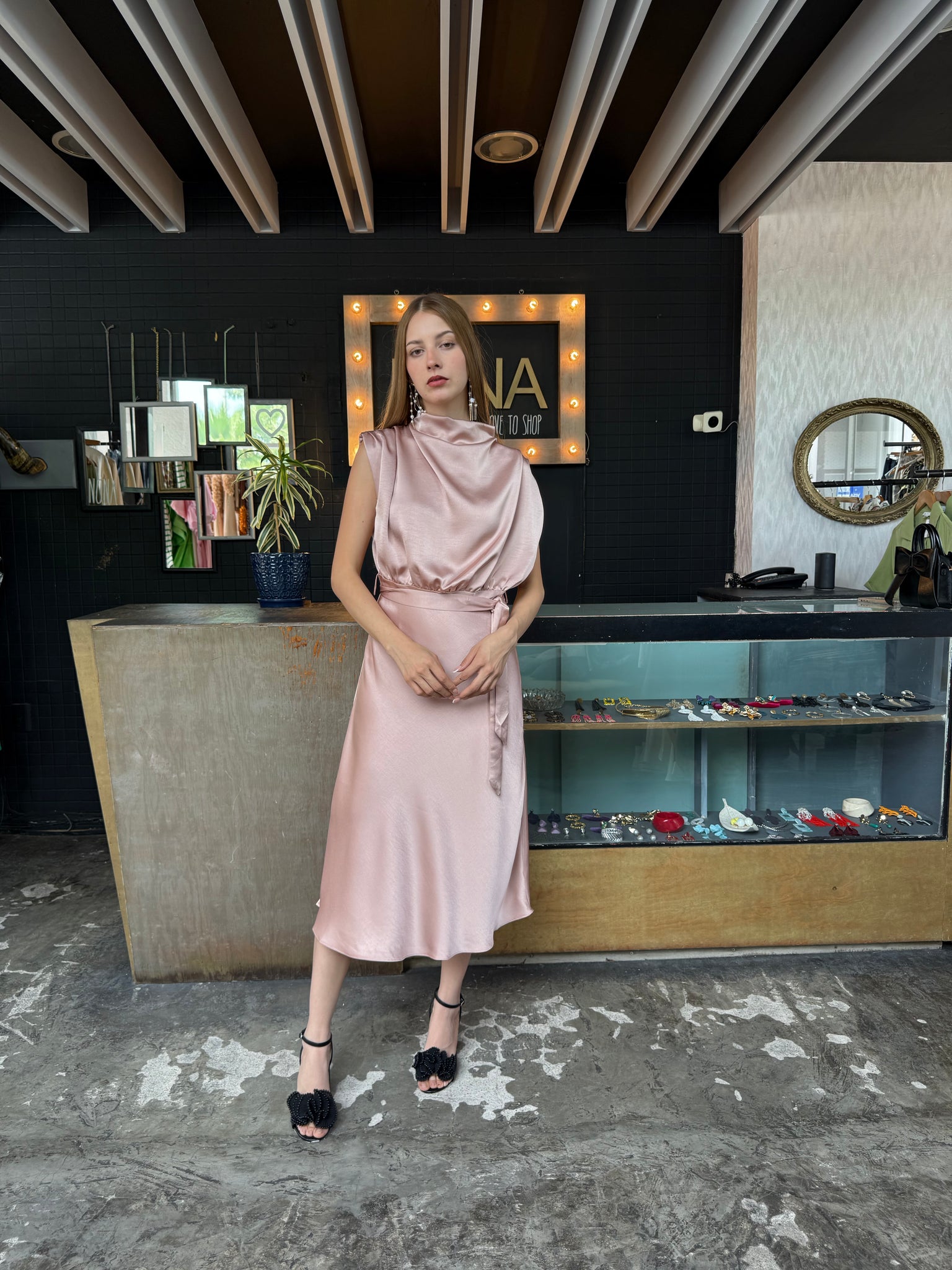Vestido mido rose