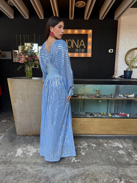 Vestido azul/plata