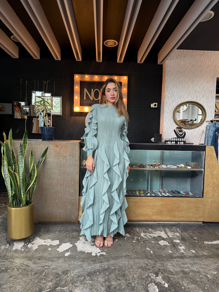 Vestido plisado sage