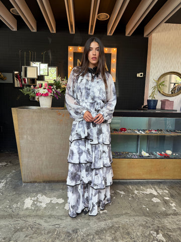 Vestido blanco con olanes