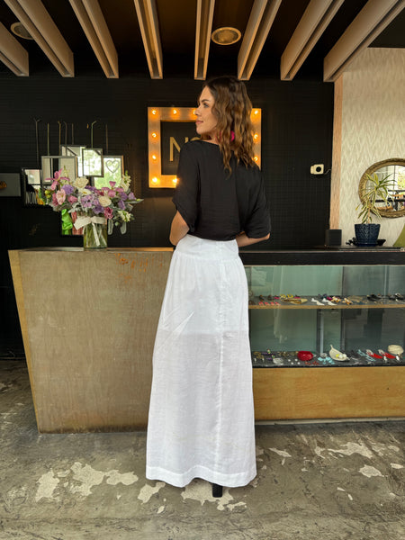 Falda lino blanca