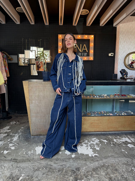 Denim y perlas