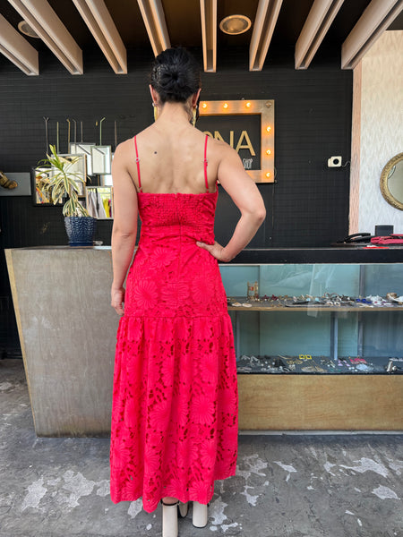 Vestido croché tomate
