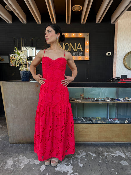 Vestido croché tomate