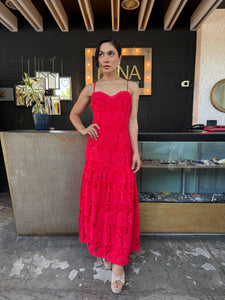 Vestido croché tomate