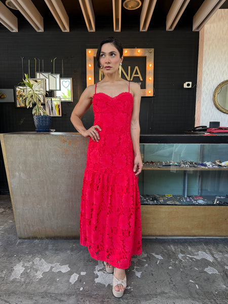 Vestido croché tomate
