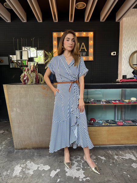 Vestido rayas envolvente