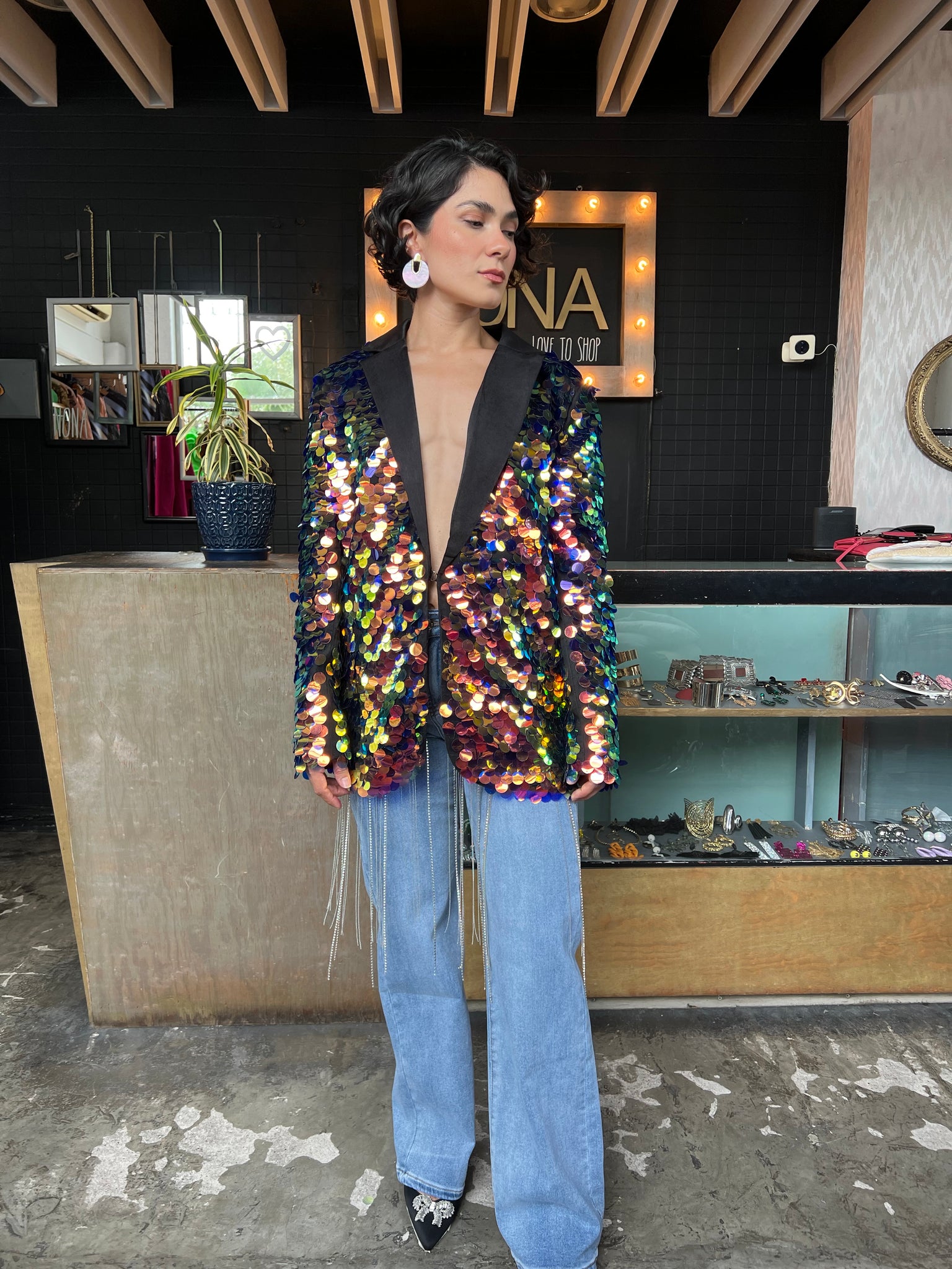 Blazer lentejuelas escamas