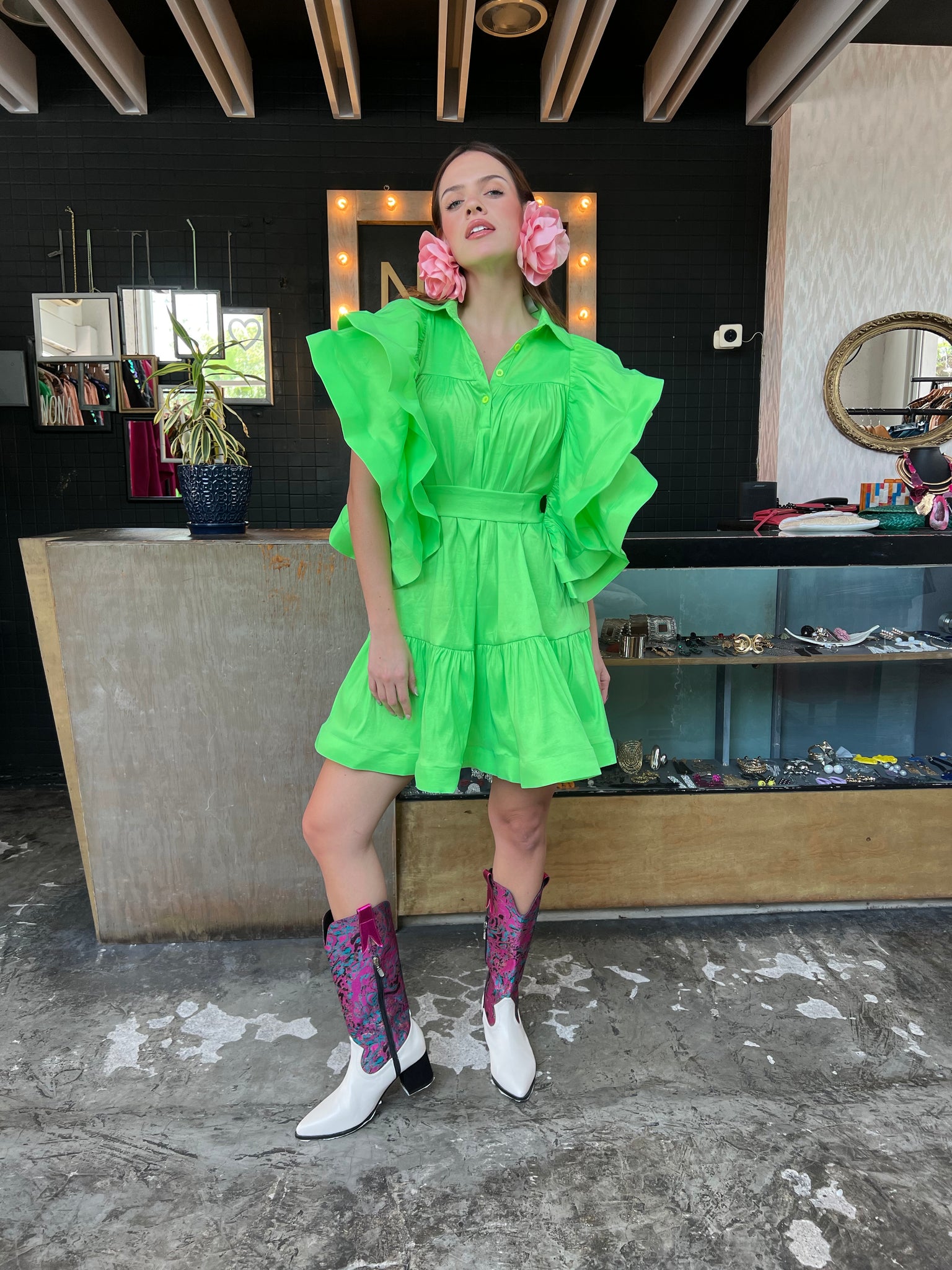 Vestido verde neón