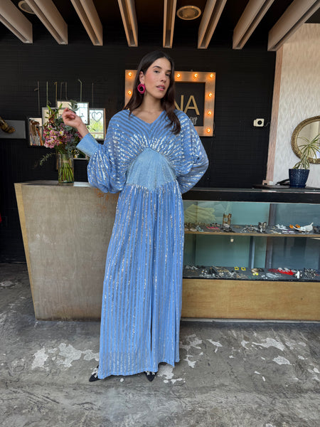 Vestido azul/plata