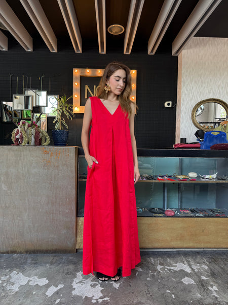 Vestido lino rojo