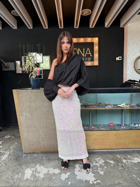 Falda lentejuelas blancas