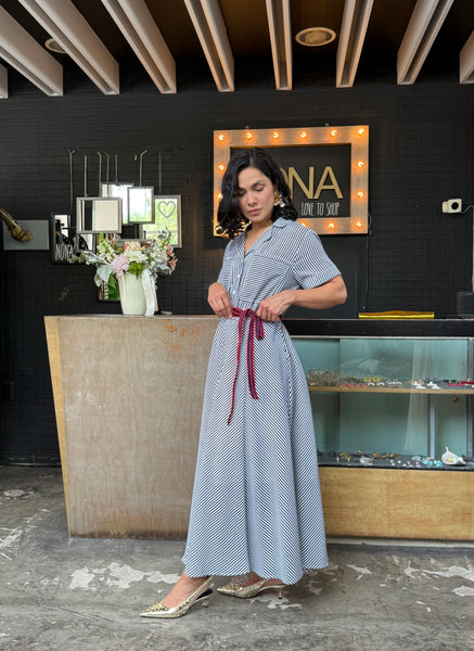 Vestido midi rayas