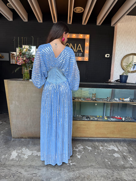 Vestido azul/plata
