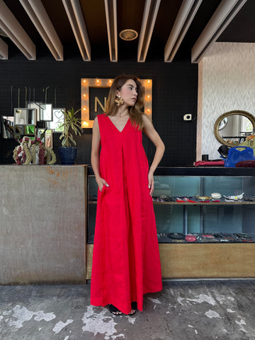 Vestido lino rojo
