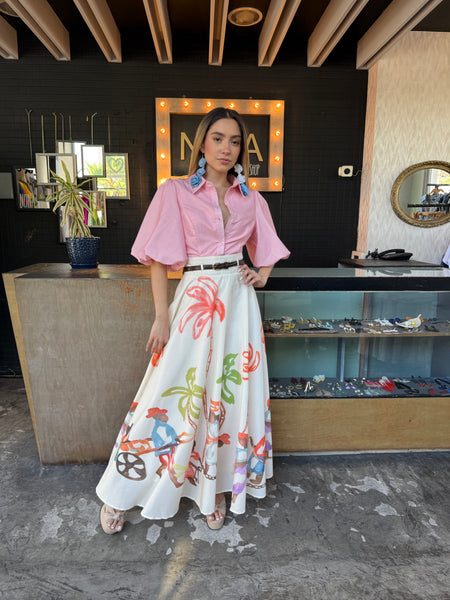 Vestido camisero rosa