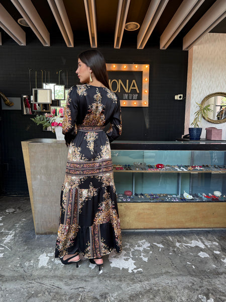 Vestido estampado negro