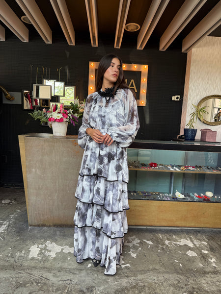 Vestido blanco con olanes