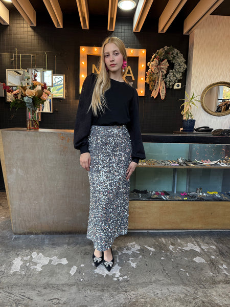 Falda lentejuelas plata