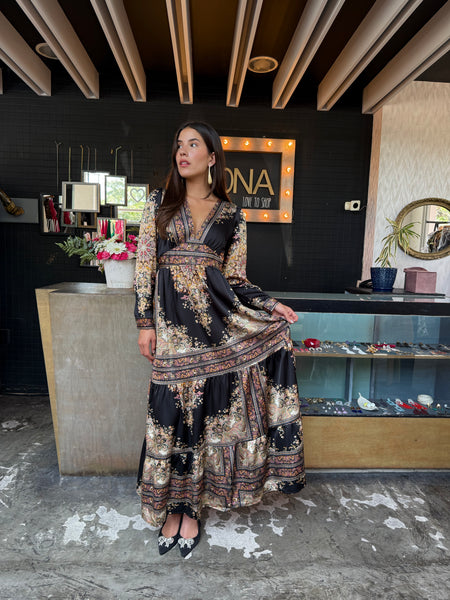 Vestido estampado negro