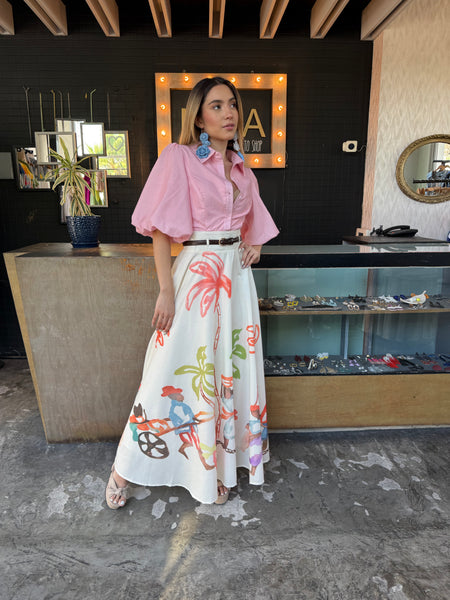 Vestido camisero rosa