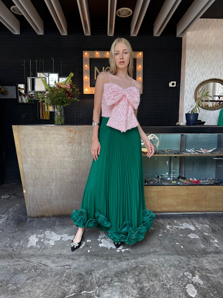 Falda verde flores
