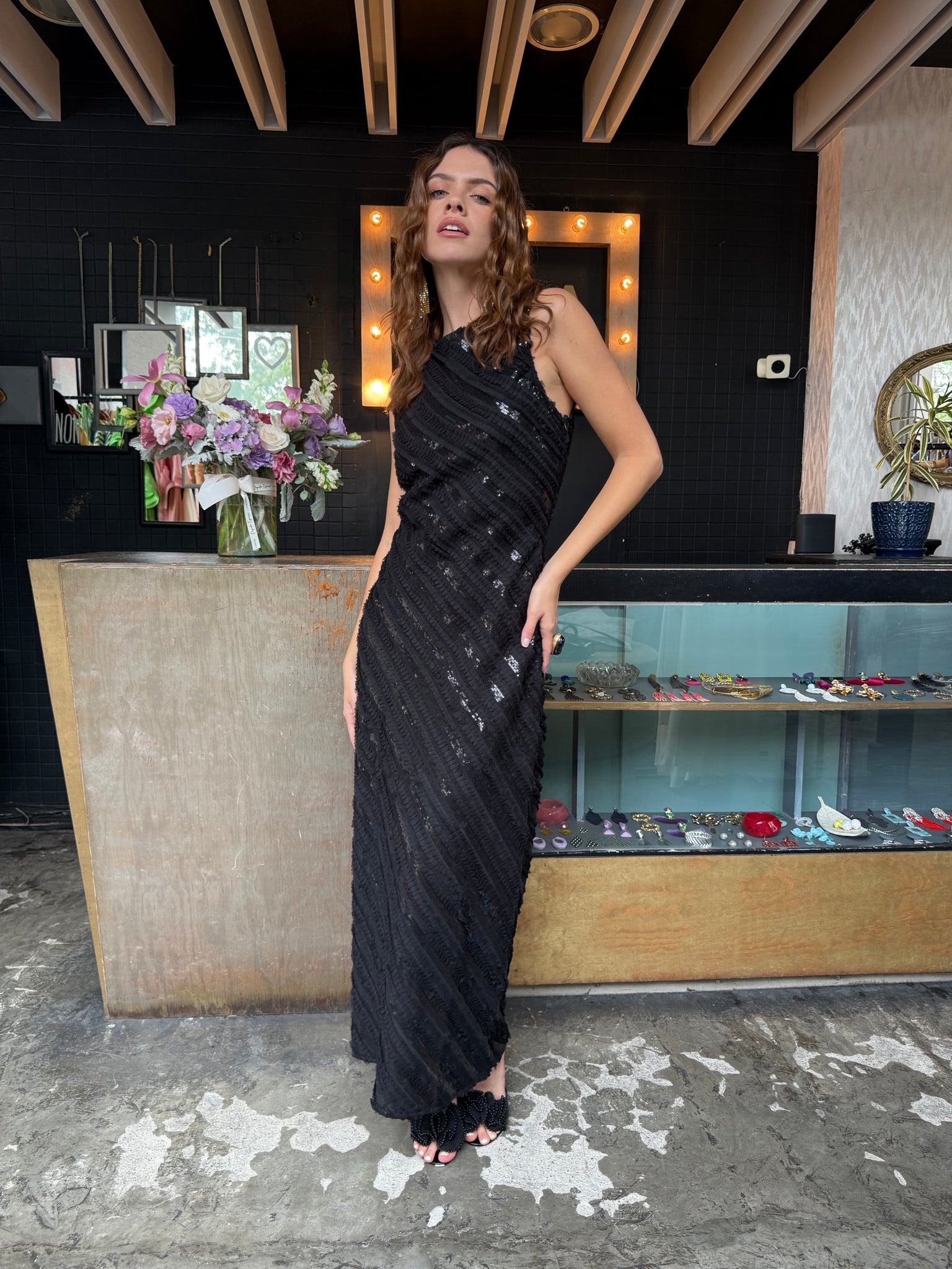 Vestido negro texturas