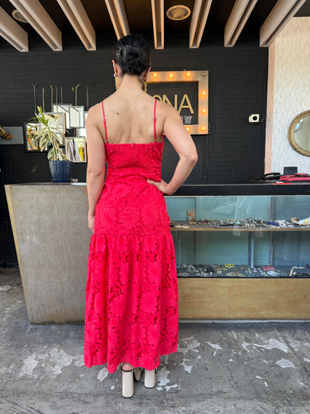 Vestido croché tomate