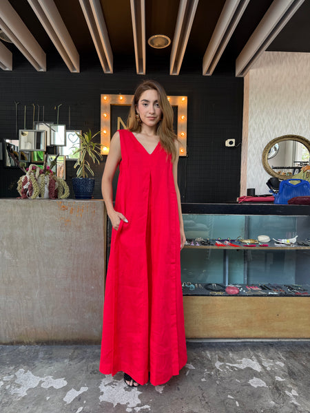 Vestido lino rojo
