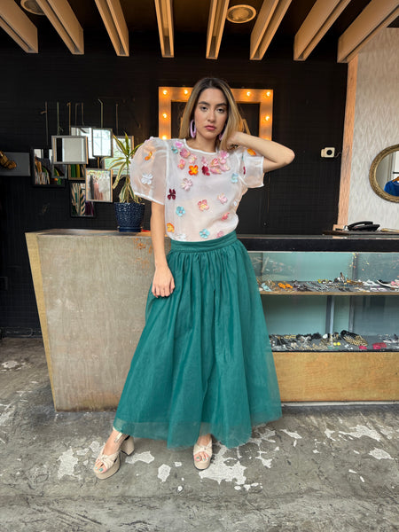 Falda tul verde
