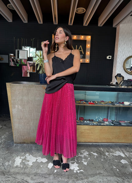 Falda lentejuelas fuchsia