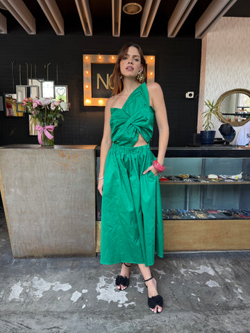 Vestido flor esmeralda