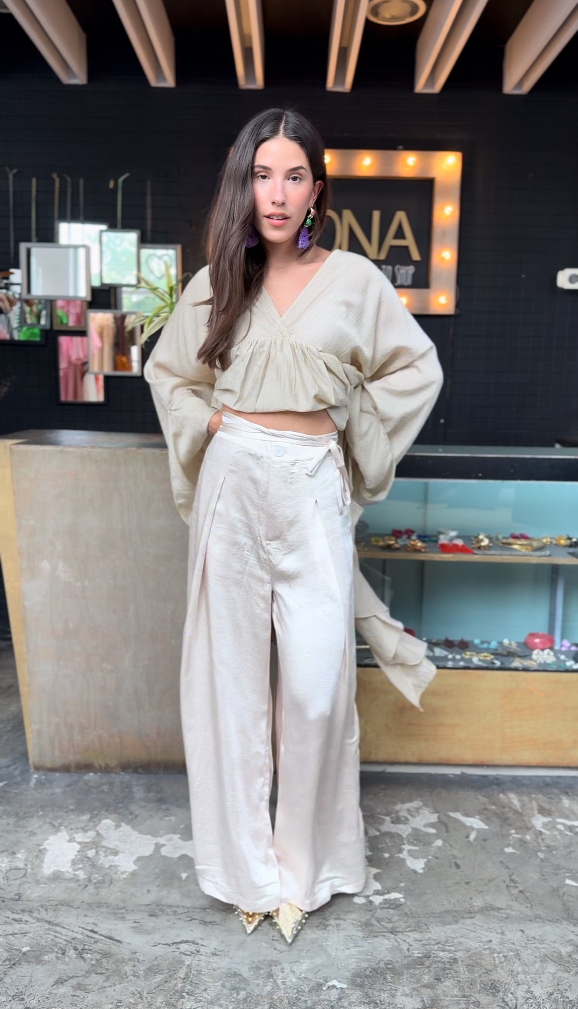 Pantalón en A satin